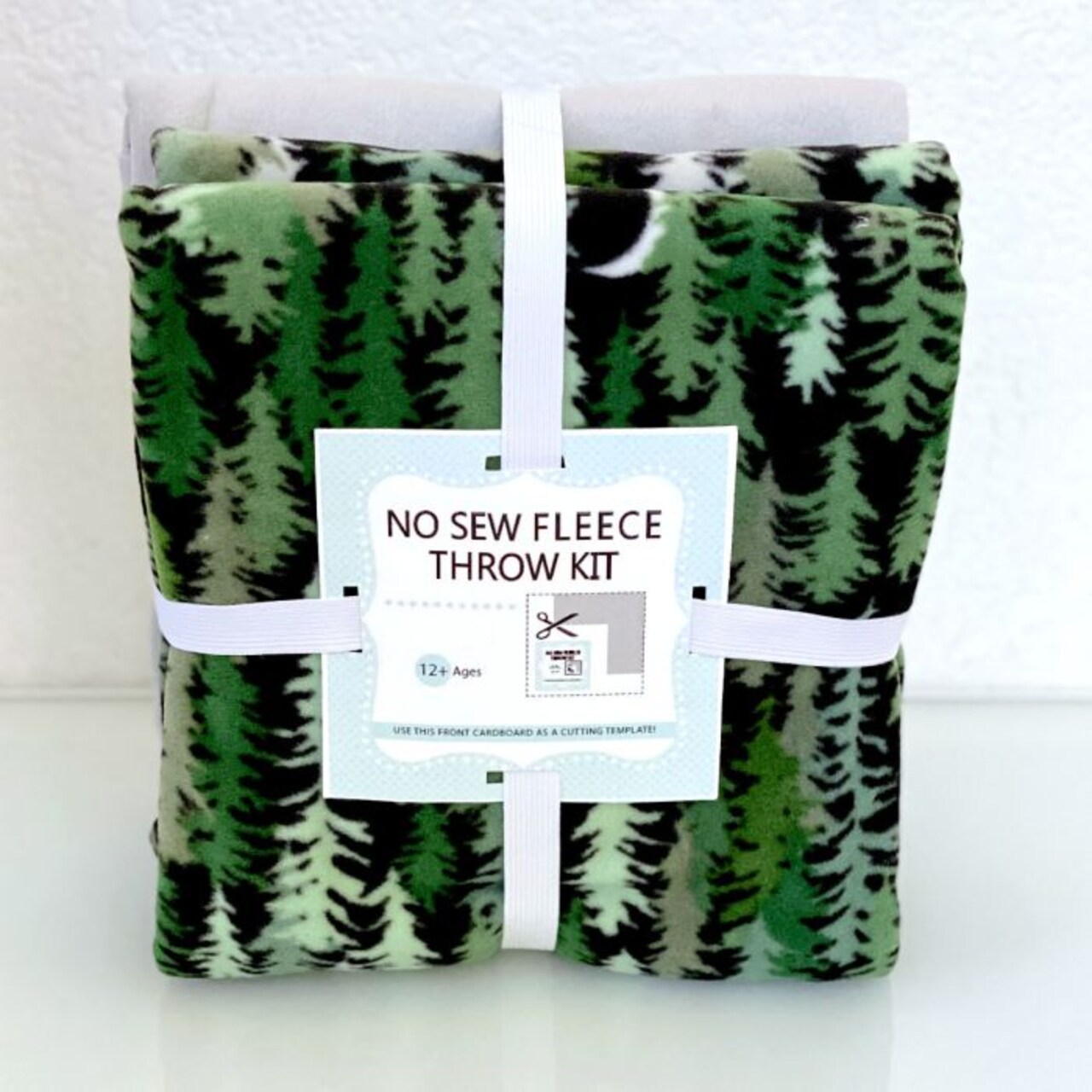 Forest Trees & Moons Anti-Pill No Sew Throw Fleece Fabric Kit